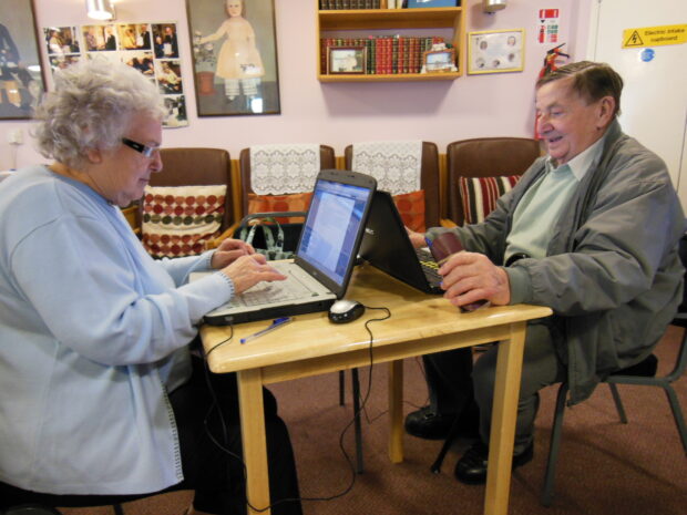 Margaret, Fred and laptops